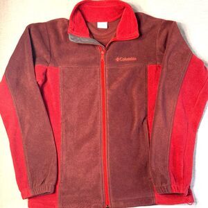 Columbia Ramshackle Fleece Jacket Men's Med Red Maroon Zipper Pockets‎ 2000s Y2K